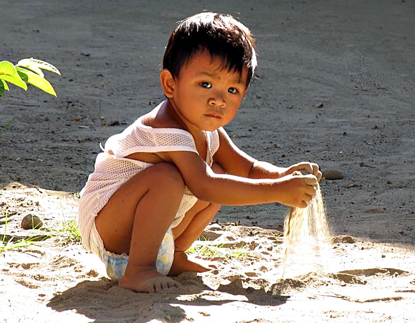 barefoot Philippine toddler